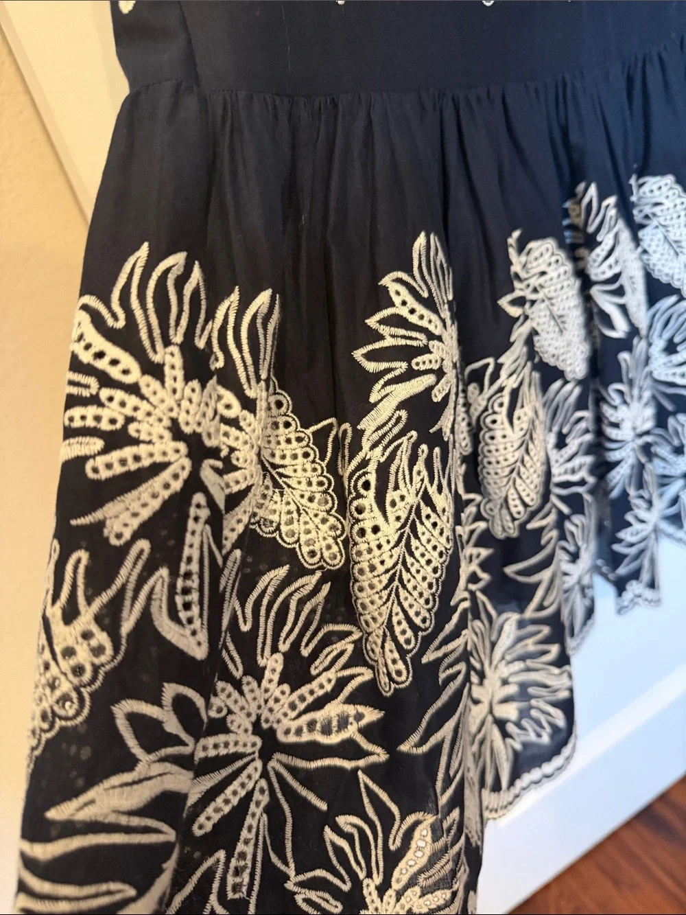 Michael Kors Navy Dress with White Floral Embroidery